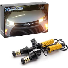 Xotic Tech Pair 7440 7443 7444 T20 Switchback Dual Color LED Front Turn Signal Light Bulbs w/Anti-Flicker Error Free Resistors Compatible with Toyota Camry or Ford F150 2015+ etc.