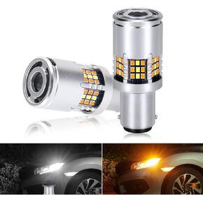 Newest 3157 Switchback LED Bulbs Built-in Canbus Resistors & Fan, 1200 Lumens 54-SMD W/Projector Replacement for DRL & Turn Signal Lights, White/Amber