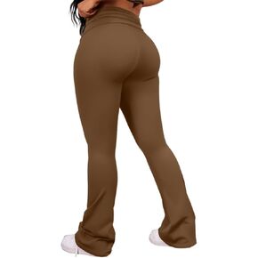 XXTAXN Women's Yoga Flare Leggings Fold Over Kick Ruched Stretch High Waist Daily Casual Pants