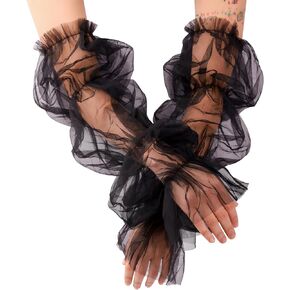Sacina Long Black Fingerless Gloves, Black Mesh Arm Warmers, Lolita Accessories, Gothic Accessories, Y2k Accessories, Vintage Accessories, Costume Accessories