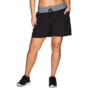 RBX Active Women's Plus Size Woven Short w/Knit Waist Black