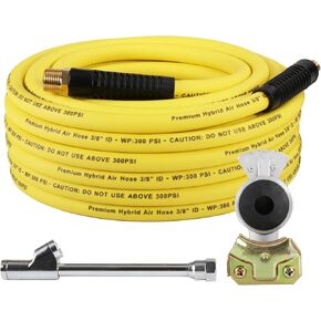 TIROL Truck Tire Inflator Kit - 3/8 in x 50 ft Hybrid Air Hose with Glad Hand & Air Chuck, 300 PSI Heavy Duty Lightweight Tire Inflator Hose