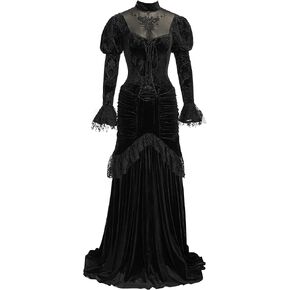Cosplay.fm Women's Gothic Witch Vampire Dress Medieval Renaissance Fancy Dress Victorian Velvet Dress Halloween Costume