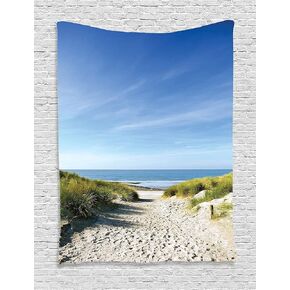Ambesonne Ocean Tapestry, Path to The Ocean Sky Sandy Seaside Shore Getaway Relaxing Summertime, Wall Hanging for Bedroom Living Room Dorm Decor, 40" X 60", Brown Sky