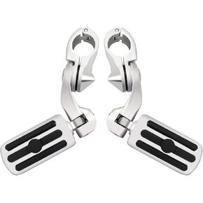 Short Angled Highway Pegs,Adjustable Highway Foot Pegs Foot Rest for Harley Davidson Touring Electra Road King Street Glide with 1.25 Engine Guard, Chrome