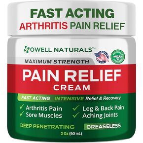 كريم تخفيف آلام التهاب المفاصل من OWELL Naturals، 7 أونصة، أقصى قوة للتغلغل العميق لتخفيف الآلام والمفاصل والعضلات والعضلات والظهر والركبة والقدمين واليد والكاحل والساقين والكتف