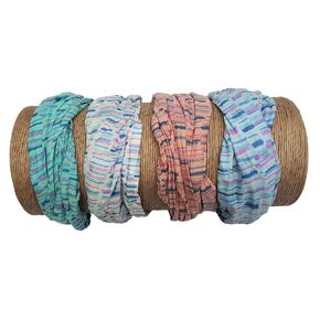 Bamboo Trading Company Boho Wide Headbands - Set of 4 Retro Dot Print Headwraps - 16" L x 9" W - Beige, Pink, White, Aqua Tones