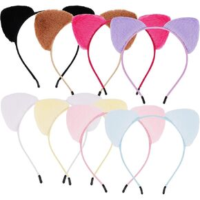 YISSION Cat Ears Headband for Women, 8Pcs Furry Ears Headbands Party Favors Birthday Decorations Halloween Costume Cosplay Hair Accessories