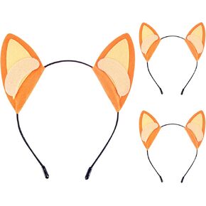 3 Pieces Dog Ear Headband Blue Ear Dog Themed Party Favors Cartoon Theme Blue Dog Decorations for Birthday Hair Accessories Halloween Party Favors (Orange)