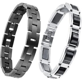 Feraco Magnetic Bracelet for Men Titanium Steel Magnetic Bracelet for Men Powerful Magnets Adjustable