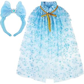 xepst ندفة الثلج الأميرة كيب الأميرة عباءة مع عصابات الرأس للفتيات، الأميرة يتوهم اللباس الملحقات الأميرة اللباس لعيد الهالوين عيد الميلاد زي كرنفال حفلة عيد ميلاد تأثيري in Kuwait