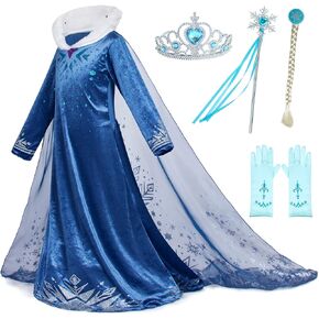 Party Chili Princess Costumes Birthday Party Dress Up for Little Girls with Wig,Crown,Mace,Gloves Accessories Age 2-10 Years