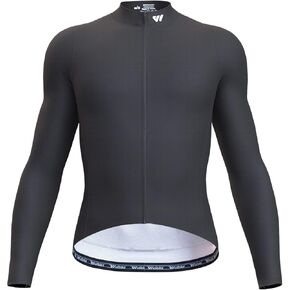 Wulibike Men's Cycling Jerseys Long Sleeve Bike Biking Shirts Full Zip with Pockets Road Bicycle Clothing Black