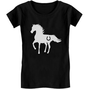 Horse Shirt for Girls Horseback Riding Equestrian Horseshoe Print Kids Girl's Fitted T-Shirt