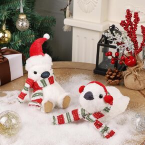winemana 2 Pack Christmas Penguin Decorations Indoor, Penguins Tabletop Ornament with Hat Scarf for Xmas Home Decor, Penguin Gifts Holiday Figurines for Mantel Office Desk Centerpiece