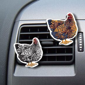 WIRESTER Set of 2 Fresh Scented Car Air Freshener Vent Clip, Decorative Accessories, Interior Decoration for Cars - Shih Tzu, Puppy, Pug Dogs, Bulldogs, Cats, Silkie, Cochin, Dutch Bantam Chickens