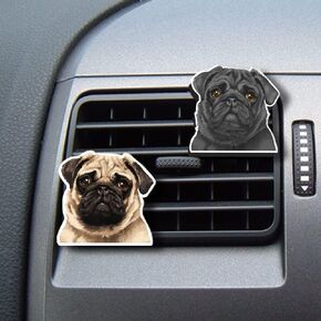 WIRESTER Set of 2 Fresh Scented Car Air Freshener Vent Clip, Decorative Accessories, Interior Decoration for Cars - Shih Tzu, Puppy, Pug Dogs, Bulldogs, Cats, Silkie, Cochin, Dutch Bantam Chickens in Kuwait