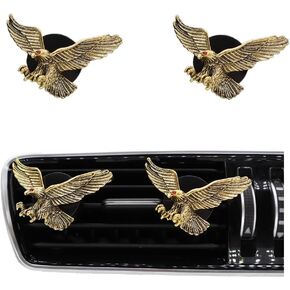 Vintage Eagle Car Air Freshener Vent Clips,2pcs Alloy Golden Hawk Vent Clips Car Accessories,Refillable Car Diffuser with Felt Mads