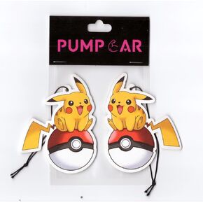 PumpCar 2 pieces double-sided yellow pika hanging cartoon cherry-scented funny car air freshener Cool hanging for rearview mirror Car Interior Accessories Gifts