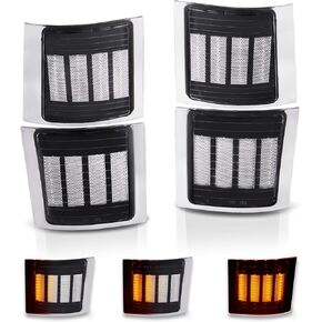 Gempro Sequential Amber LED Corner Side Marker Turn Signal Lights for Chevy C/K 1500 2500 3500 1994-1998 C10 Pickup Truck Silverado Suburban Tahoe Front Grill Lights, 4PCS (Clear Len)
