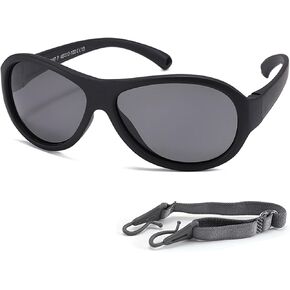 Kids Polarized Aviator Sunglasses Flexible Rubber Glasses Shades with Strap for Baby Boys Girls Age 0-36 Months