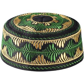 ITODA Toddler Muslim Prayer Kufi Hat Lightweight Ramadan Eid Beanie Hat Breathable Solid Skull Cap with Embroidery Design
