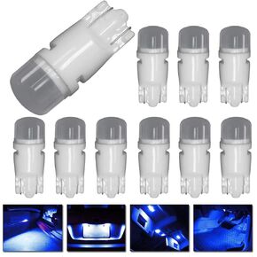 مصباح LED خارجي ساطع من السيراميك T10 مقاس 168 175 194 2825 W5W لون أزرق ثلجي (عبوة من 10 قطع)