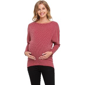 Women's Dolman Sleeve Sweater Rib Knit Maternity Top