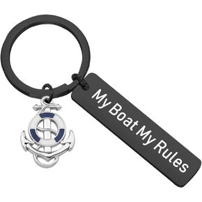 CENWA Boat Captain Gift Boating Jewelry Boater Gift My Boat My Rules Keychain Boat Owner Gift