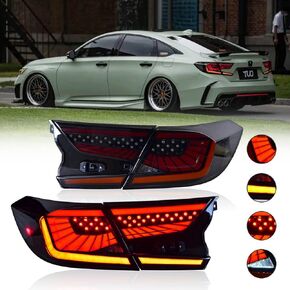 T T-ABC Taillights for Honda Accord Tail Lights 2018-2022 LX Sport EX EX-L Touring 10th Gen Accessories Hybrid Rear Light V3 Smoke Starry Sky Led Sequential Indicator Animation Custom Replacement (T3)