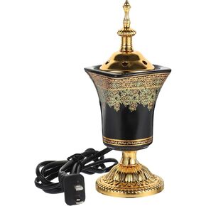 Electric Incense Burner Ceramic Bakhoor Burner Middle Eastern Style Tabletop Vintage Metal Censer Incense Burner for Home Office Yoga Spa Decor US Plug