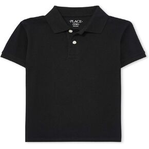 The Children's Place boys Uniform Pique Polo Shirt, Black, XL 14 husky