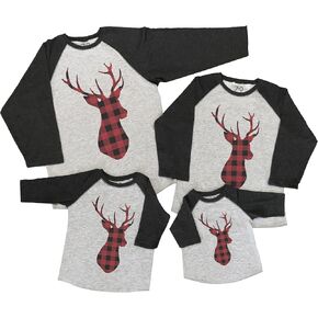 7 ate 9 Apparel Matching Family Christmas Shirts - Plaid Deer Grey Shirt