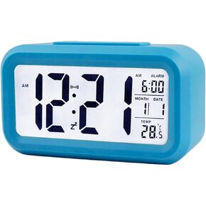 TXY LED Digital Alarm Clock Backlight Snooze Mute Calendar Desktop Electronic Bcaklight Table Clocks Desktop Clock (Blue)