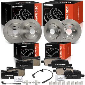 A-Premium Front and Rear Vented Disc Brake Rotors + Ceramic Pads Kit Compatible with Select Chevy, GMC & Cadillac Models - Silverado 1500 LTD, Tahoe, Suburban, Sierra 1500, Yukon, Escalade, 12-PC Set