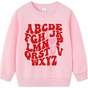 Kids Valentines Day Sweatshirt Toddler Boys Girls I Love You Hand Sign Love Heart Shirt Tops Outfit 1-7 Years