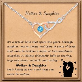 JoycuFF Infinity Necklace for Mother Daughter Grandmother Granddaughter Birthstones Pendant Gift for Birthday Christmas Thanksgiving Day