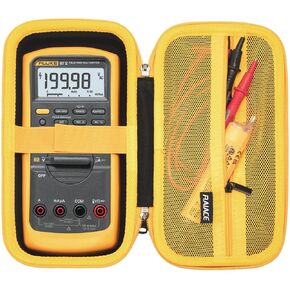 حقيبة تخزين صلبة للسفر من RAIACE متوافقة مع Fluke 87-V/ 87V Max Digital Multimeter، حقيبة حمل واقية مع جيب شبكي للملحقات. (الحالة فقط) - برتقالي