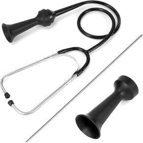 QWORK Mechanics Stethoscope Kit, 3 Piece Automotive Engine Diagnostic Tool with 80mm & 205mm Probes, Extended Handle and Detailed Instructions in Kuwait