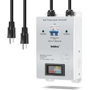 110V to 220V Quick Connectors, Briidea DIY 220-240V Power Supply from Two 110/120V AC Circuits, 220V 15AC Output Outlet, Charge The Car (GFCI Outlet Circuit Tester Included), LCD Display