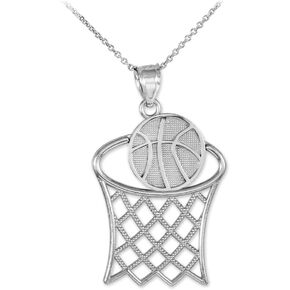 Claddagh Gold 925 Sterling Silver Basketball Hoop Sports Charm Pendant Necklace