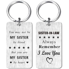 Jzxwan Sister in law Gifts, Sister in law Birthday Keychain, Future Sister-in-law Wedding Gifts, Love My Sister In Law Valentines Day Gift Ideas Present