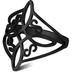 Witches Knot Ring Celtic Knot Ring Witchcraft Stainless Steel Geometric Witch Knot Ring Wiccan Finger Rings Wedding Band Stackable Ring Jewelry for Women Men