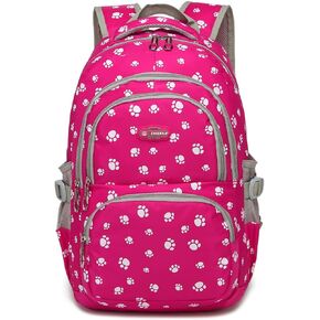 goldwheat Backpack for Girls Middle School Bag Lightweight Kids Bookbag with Cute Pawprint Water Resistant
