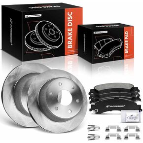 A-Premium 12.99 inch(330 mm) Rear Drilled and Slotted Disc Brake Rotors+Ceramic Pads Kit Compatible with Select Cadillac, Chevy and GMC Models- Escalade, Avalanche 1500, Silverado 1500, Express 1500