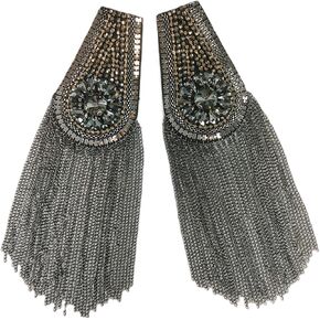 Fashion rhinestone metal tassel epaulettes stage catwalk clothes accessories shoulder pad badge suit outer dress epaulettes DIY clothing accessories pins for men and women (one pair)