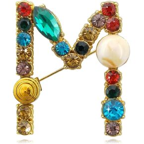 ETHOON Letter Brooch Pins Initial Colorful Rhinestone Resin Brooch for Women Crafts Breastpin Gold A-Z