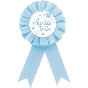 Snowflakes Auntie To Be Tinplate Badge Pin, Blue Rosette Snow Best Aunt Ever Button Pin, Winter Baby Shower Button Pin for Women, Winter Snow Brooch Buttons for Gender Reveal/Welcome Baby Party to Wear