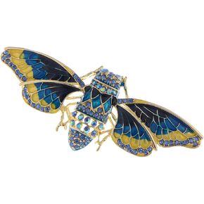 Alilang Gold Tone Iridescent Crystal Colored Rhinestone Insect Moth Brooch Pin