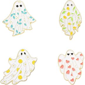 Cute Ghost Enamel Brooch Pin Cute Enamel Pins Cartoon Lapel Pin for Jackets Backpacks Hat Decoration 4Pcs